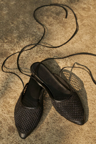 Siofra Ankle-Tie Mules, Black, image 1